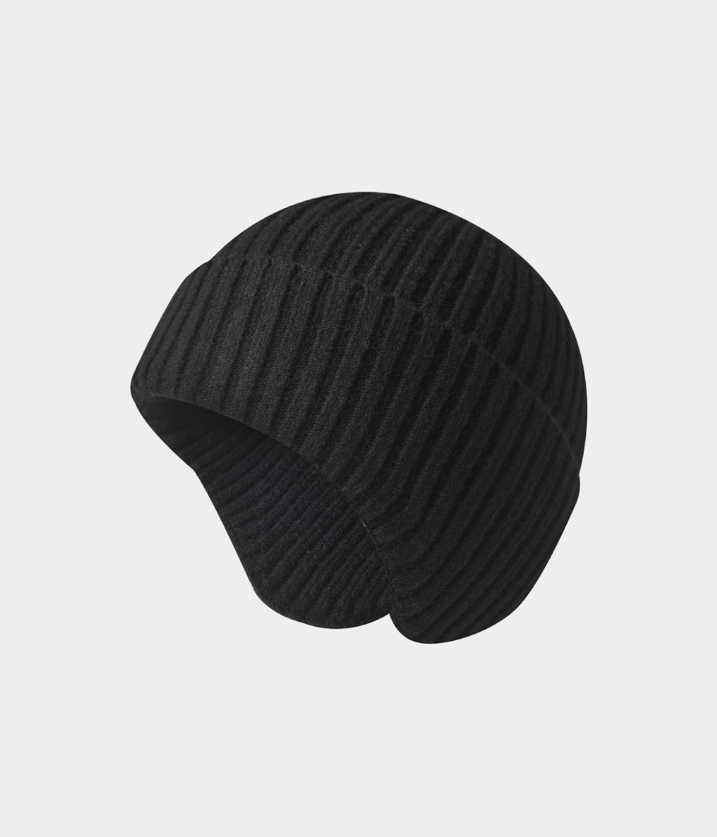KNIT EARMUFF BEANIE.
