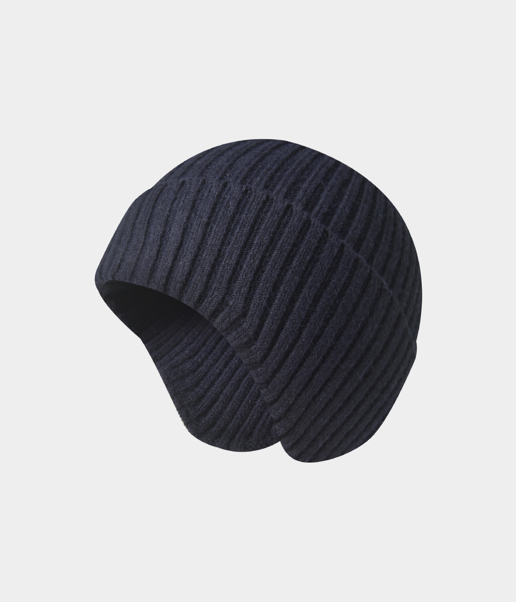KNIT EARMUFF BEANIE.