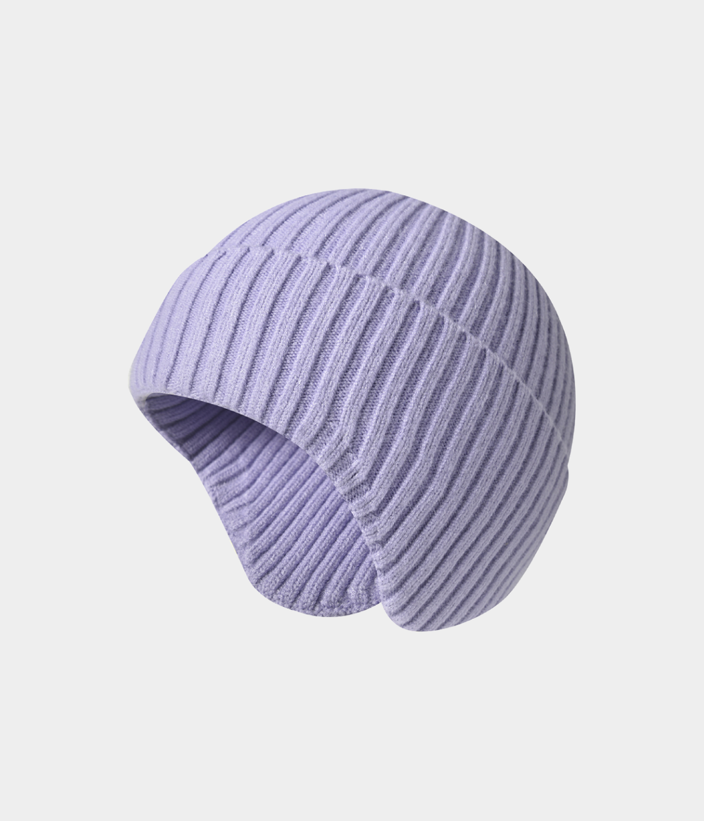 KNIT EARMUFF BEANIE.